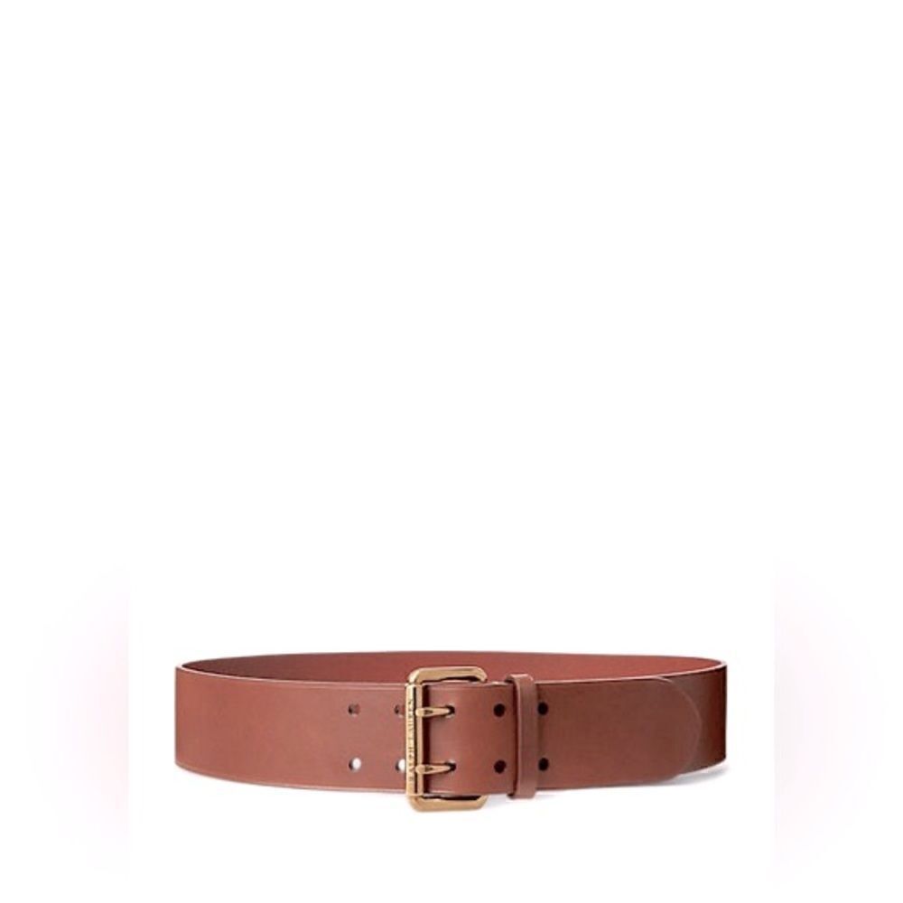 Ralph Lauren Wide Italian Calfskin Leather Double Prong Roller Buckle Belt - Picture 4 of 16